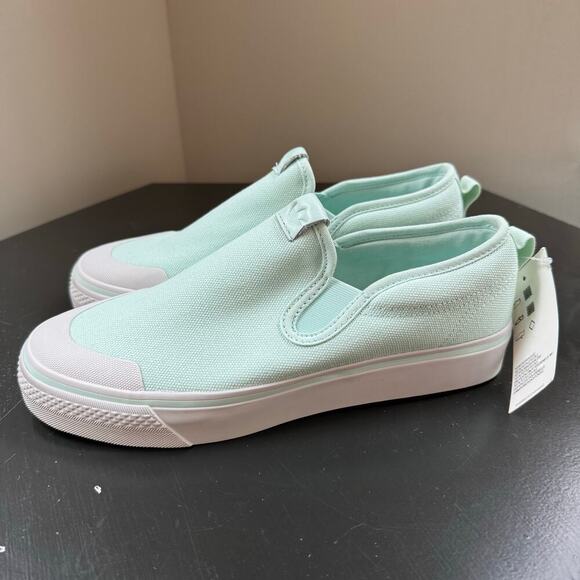 NWT Adidas Nizza Slip-on Cap Toe Canvas‎ Sneaker Aqua Blue Women’s 7.5 US - Picture 2 of 11